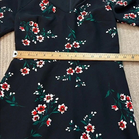 DRAPER JAMES Floral V-Neck Dress Black Multi size 0 new with tags - Picture 5 of 10